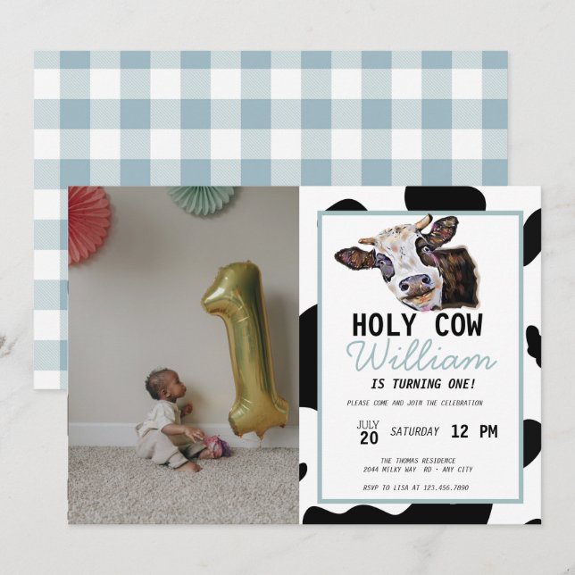 Inbjudan till födelsedagstid (Fram/baksida)