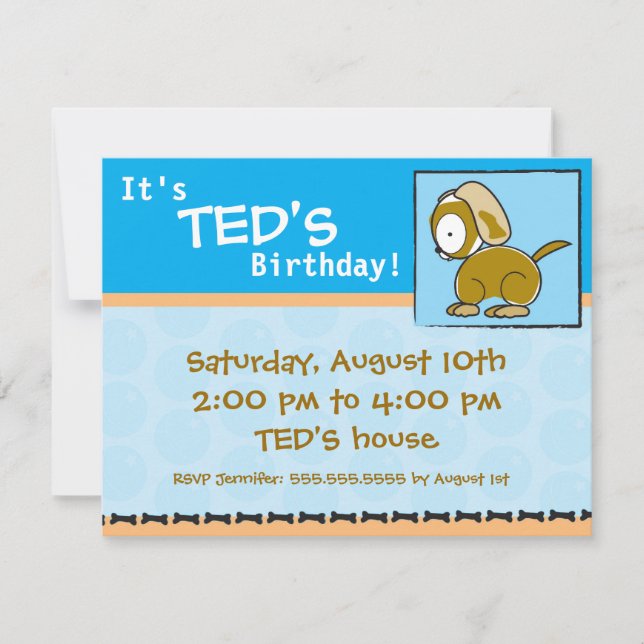 Inbjudan till födelsedagsvalp (Framsida)