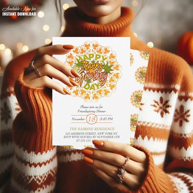 Inbjudan till Foliage Mandala Thanksgiving Party (Skapare uppladdad)