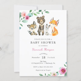 Inbjudan till Forest Animal Baby Shower för flicko