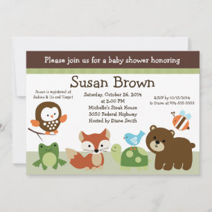 Inbjudan till Forest Animal Friends Baby Shower