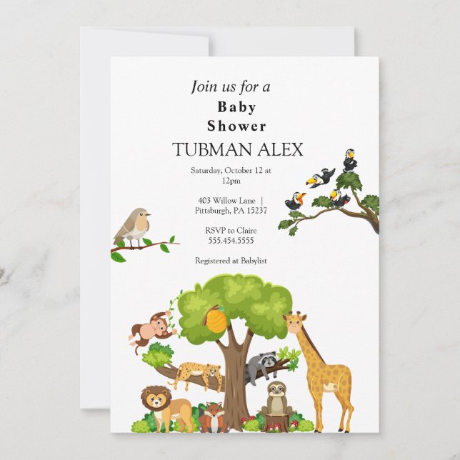 Inbjudan till Forest Animals Baby Shower (Framsida)