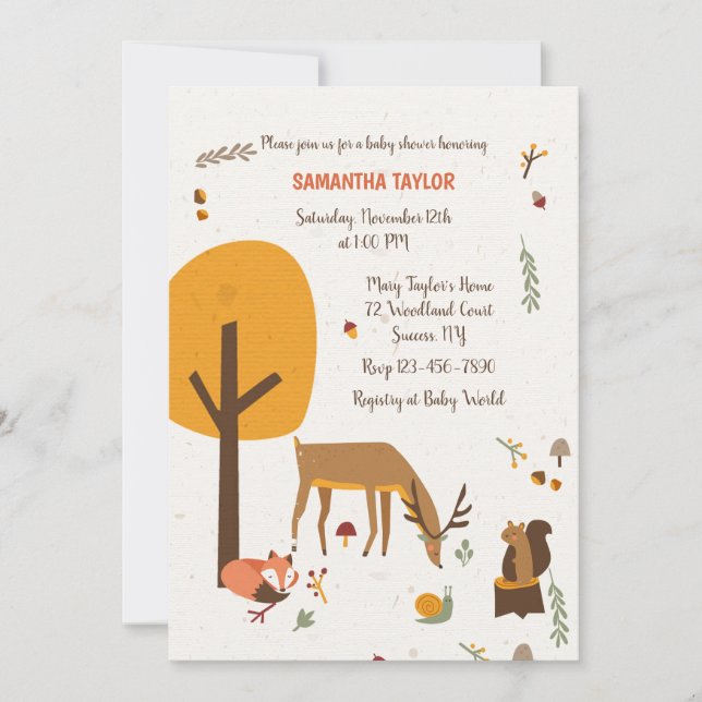 Inbjudan till Forest Animals Baby Shower (Framsida)