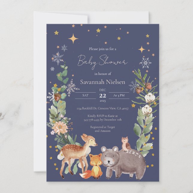 Inbjudan till Forest Animals Baby Shower (Framsida)