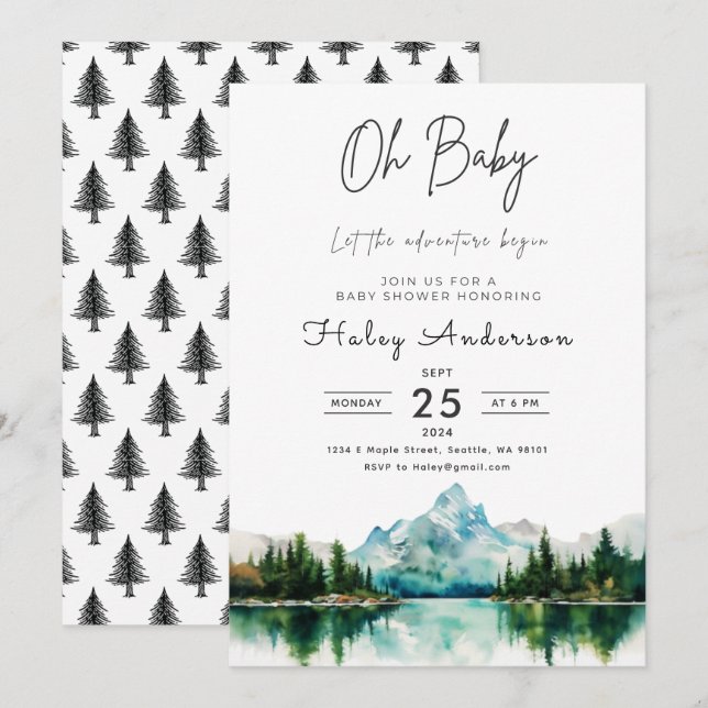 Inbjudan till Forest Äventyr Baby Shower (Fram/baksida)