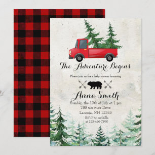 Inbjudan till Forest Julgran Red Baby Shower