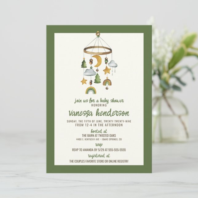 Inbjudan till Forest Mobile Baby Shower (Stående Fram)