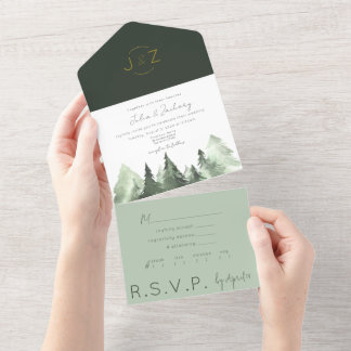 Inbjudan till Forest Watercolor Wedding