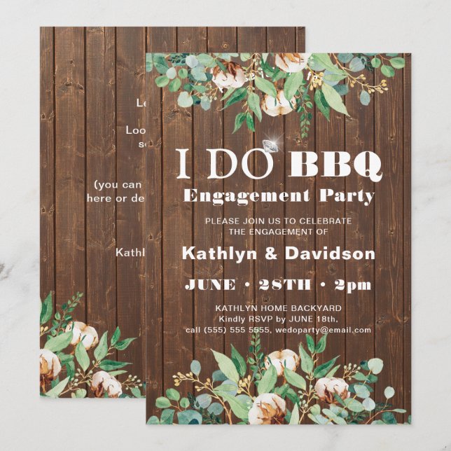 Inbjudan till Förlovning av Eucalyptus Rustic Wood (Fram/baksida)