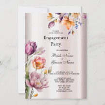 Inbjudan till Förlovning av färgstarkt Vår blommor