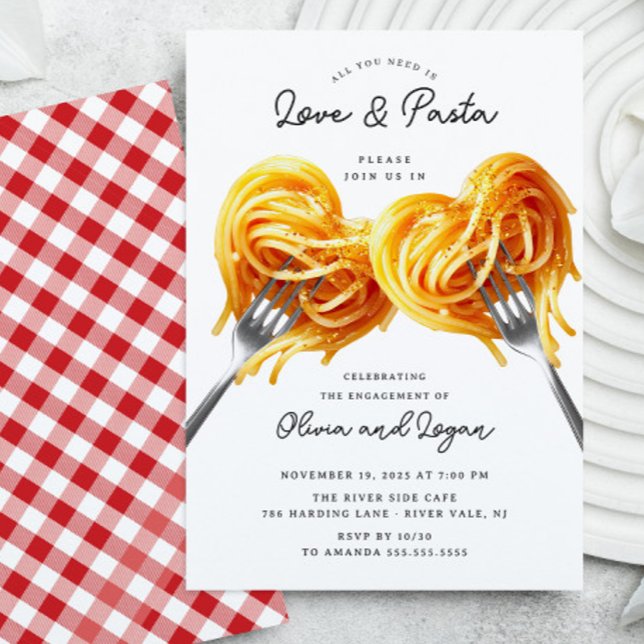 Inbjudan till Förlovning av kärlek & Pasta Heart (Skapare uppladdad)