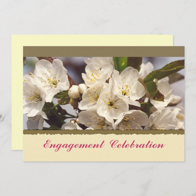 Inbjudan till Förlovning av körsbärssystem för Blo (Fram/baksida)