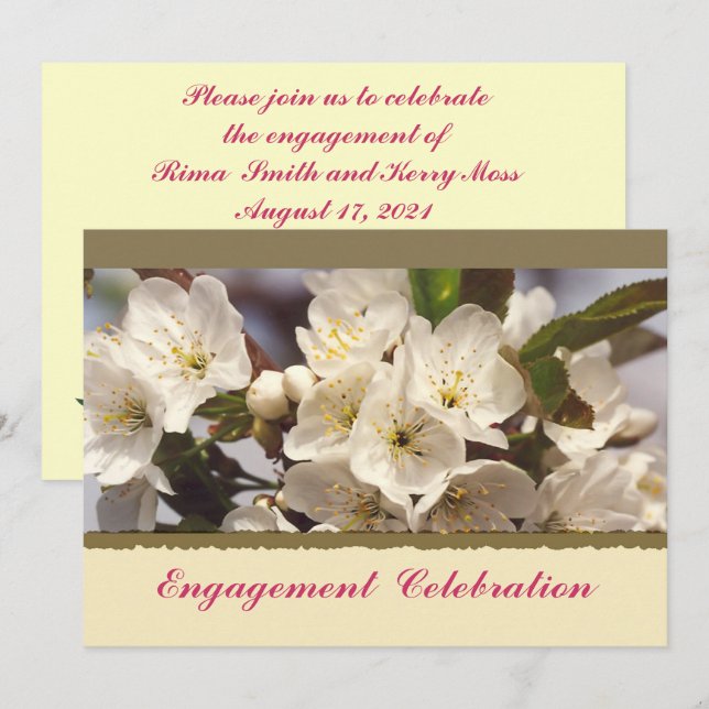 Inbjudan till Förlovning av körsbärssystem för Blo (Fram/baksida)