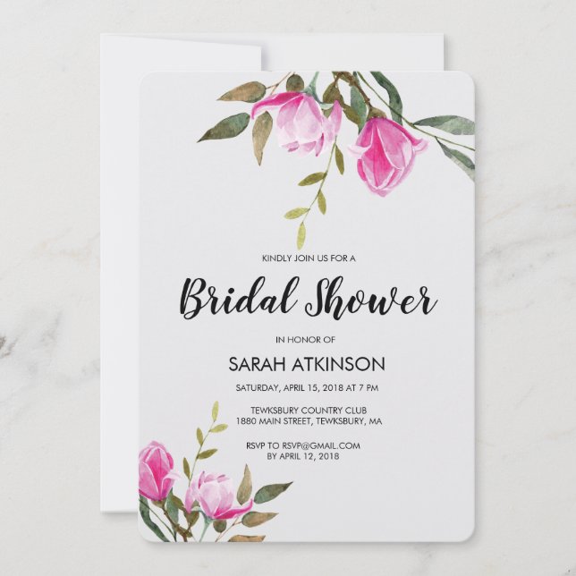 Inbjudan till Förlovning av vattenfärg i Magnolia  (Framsida)