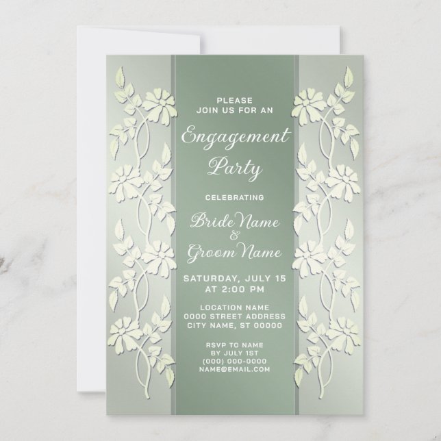 Inbjudan till Förlovning för Blommigt av gröntens  (Framsida)