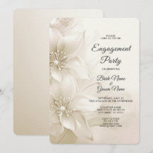 Inbjudan till Förlovningen elegant Ivory White Flo