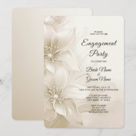 Inbjudan till Förlovningen elegant Ivory White Flo
