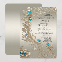 Inbjudan till Förlovningen Guld Blue Stone