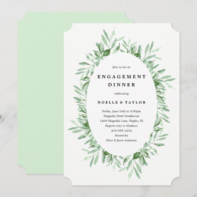 Inbjudan till Förlovningens middag (Fram/baksida)