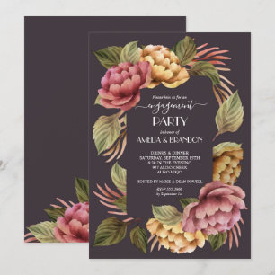 Inbjudan till Förlovningsfest av dramatisk Blommig