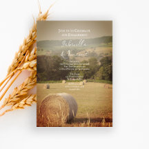Inbjudan till Förlovningsfest av rund hay Bales-se