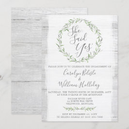 Inbjudan till Förlovningsfest av rustiskt trä och