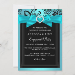 Inbjudan till Förlovningsfest av Teal Romantic Hea