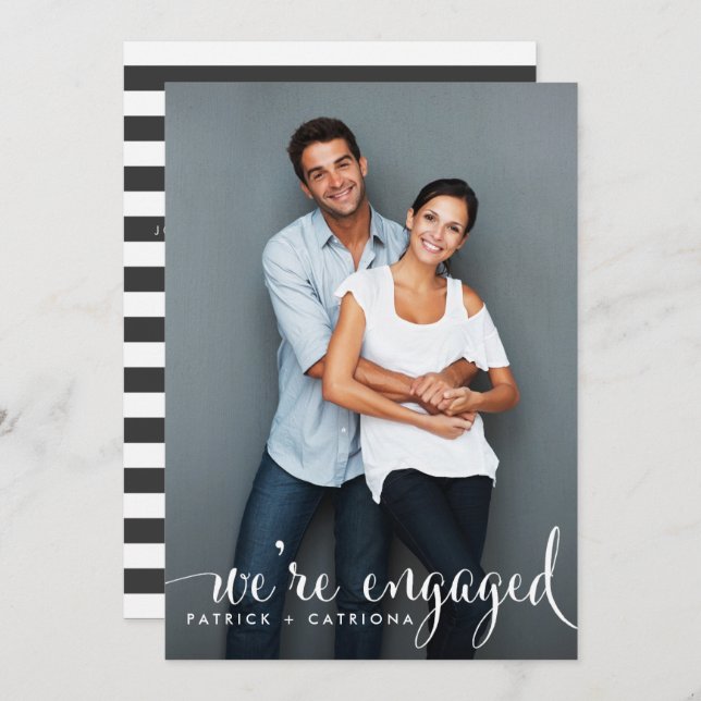 Inbjudan till Förlovningsfest av visemisk skript (Fram/baksida)