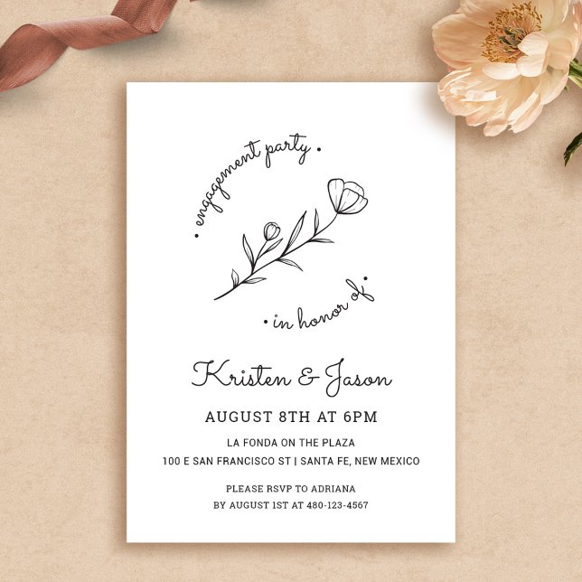 Inbjudan till Förlovningsfest av Wildblomma (Wildflower Engagement Party Invitation by Fiesta Valley Print)