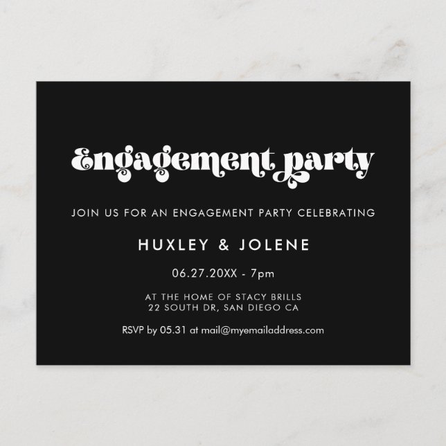 Inbjudan till Förlovningsfest för återanrop av vin (Framsida)