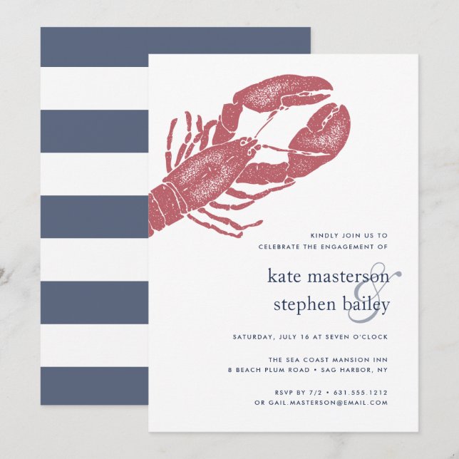 Inbjudan till Förlovningsfest för Nautisk lob (Fram/baksida)