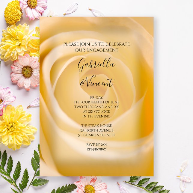 Inbjudan till Förlovningsfest för vit ros Blommigt (Skapare uppladdad)