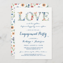 Inbjudan till Förlovningsfesten blommigt Kärlek