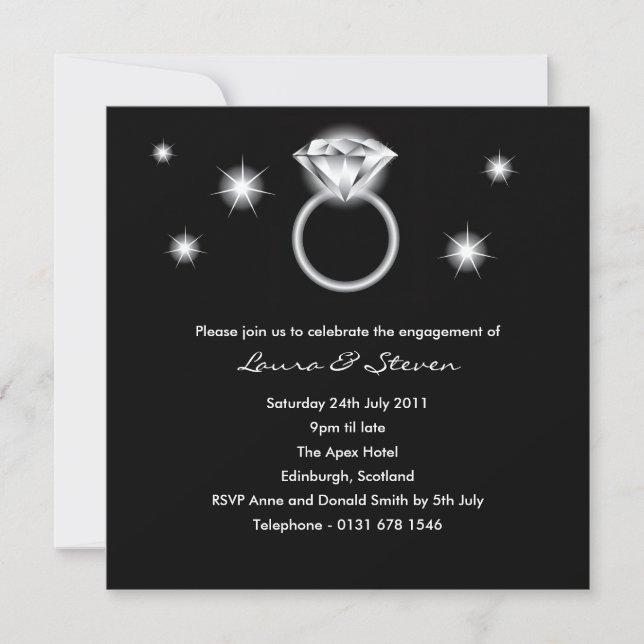 Inbjudan till Förlovningsfesten Diamond Ring (Framsida)