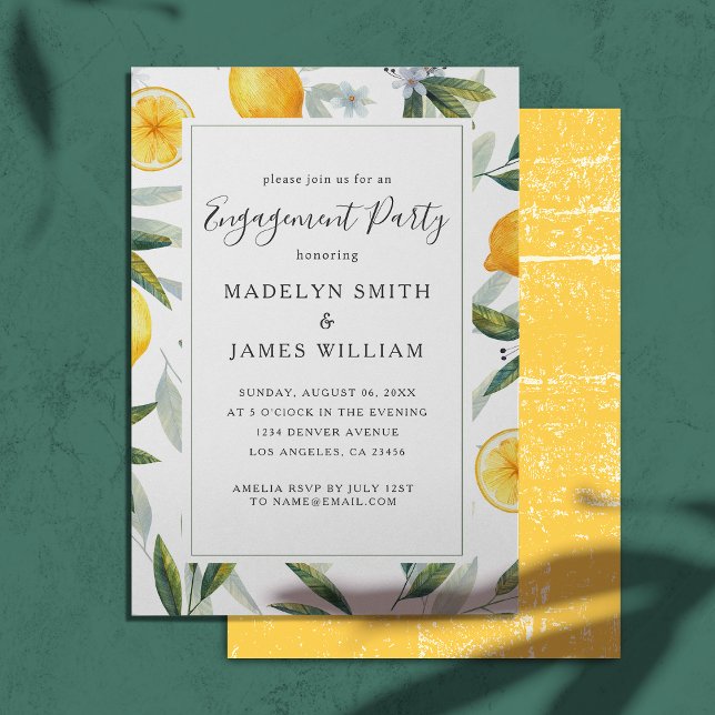 Inbjudan till Förlovningsfesten elegant Gult Lemon (Skapare uppladdad)