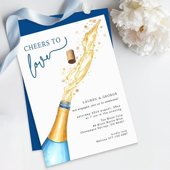 Inbjudan till Förlovningsfesten för köp till Kärle (Cheers to Love, Engagement Party Invite)