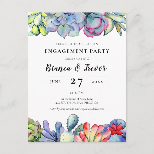 Inbjudan till förlovningsfesten för Succulus cactu (Framsida)