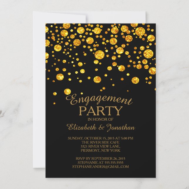 Inbjudan till Förlovningsfesten Glitter Confetti (Framsida)