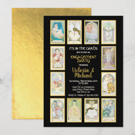 Inbjudan till Förlovningsfesten Golden Tarot Card