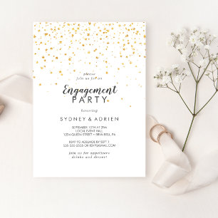Inbjudan till Förlovningsfesten Guld Confetti