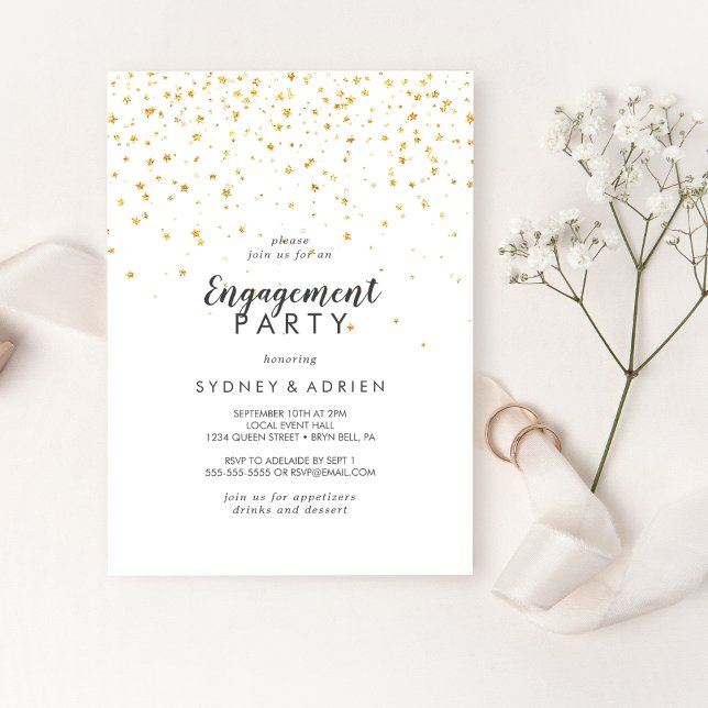 Inbjudan till Förlovningsfesten Guld Confetti (Skapare uppladdad)