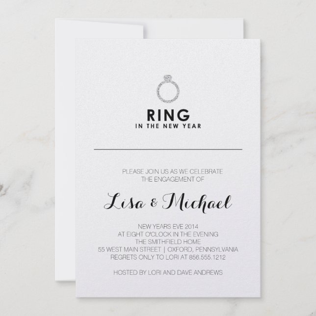 Inbjudan till Förlovningsfesten Nyårsafton (Framsida)