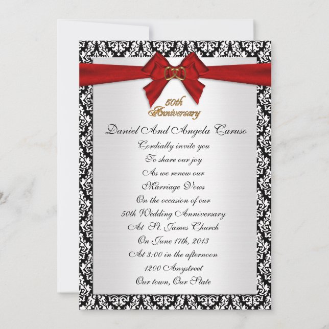 Inbjudan till förnyelse av löfte på 50-årsdagen (Framsida)