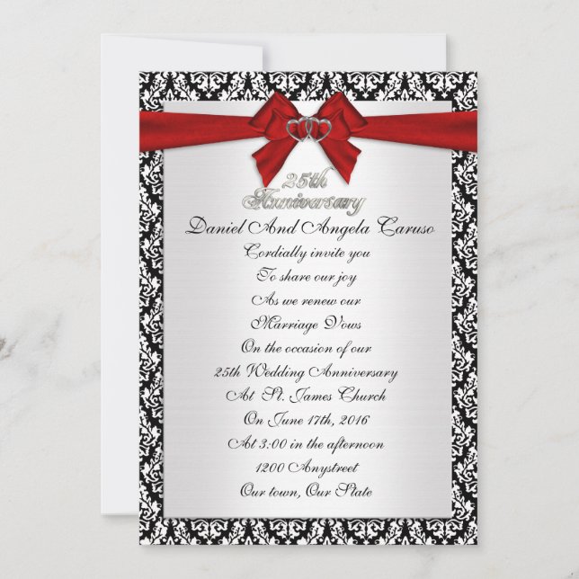 Inbjudan till förnyelse av vigsellöfte på 25-årsju (Framsida)