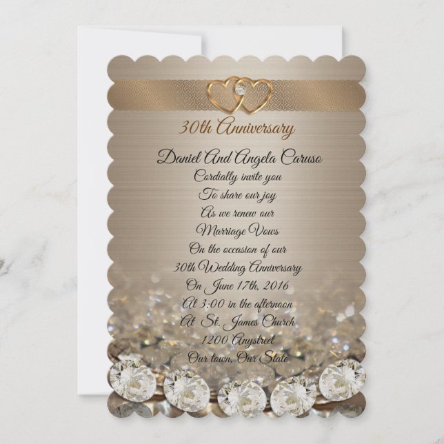 Inbjudan till förnyelse av vigselöfte på 30-årsdag (Framsida)