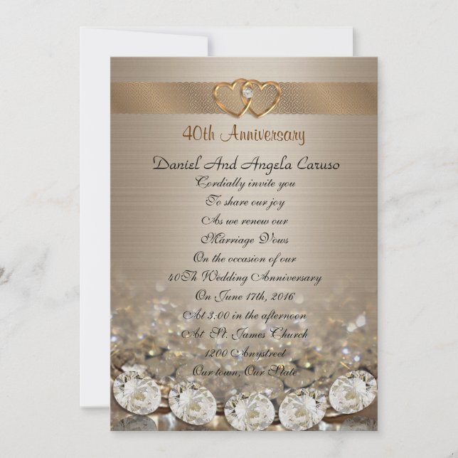 Inbjudan till förnyelse av vigselöfte på 40-årsdag (Framsida)