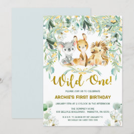 Inbjudan till första födelsedag | Cute Bush Spädba