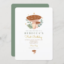 Inbjudan till första födelsedag för lilla svamp