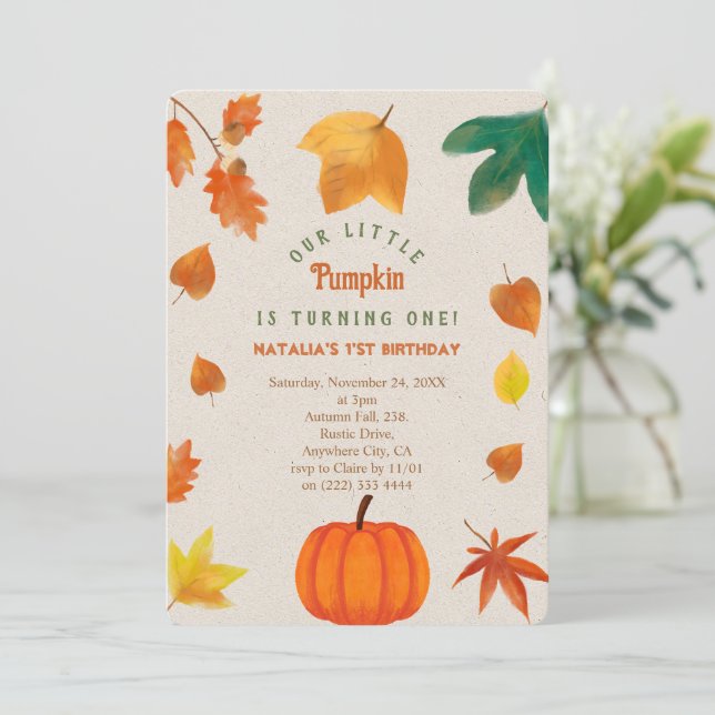 Inbjudan till första födelsedag för lille Pumpkin (Stående Fram)