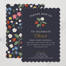 Inbjudan till första födelsedag för marin jordgubb